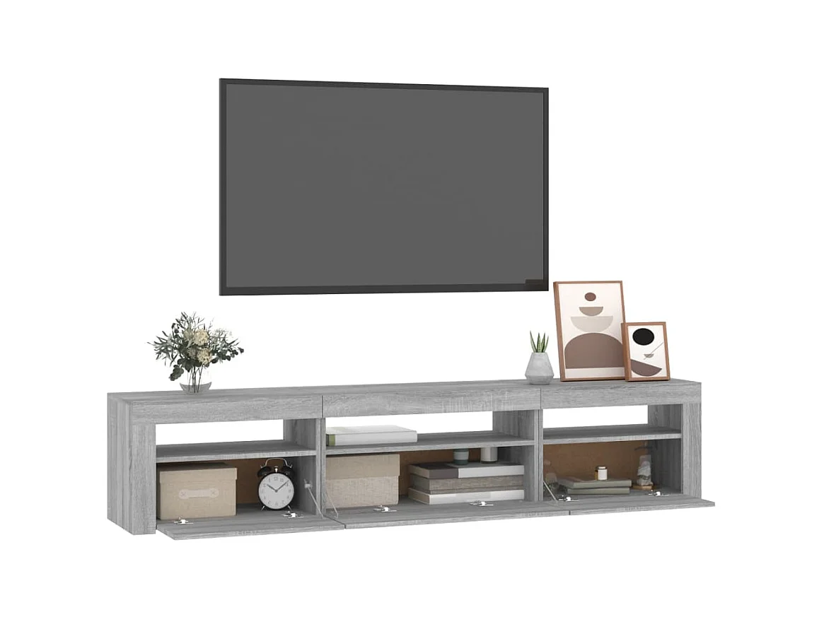 Vleteren  Mueble de TV con luces LED gris sonoma 195x35x40 cm