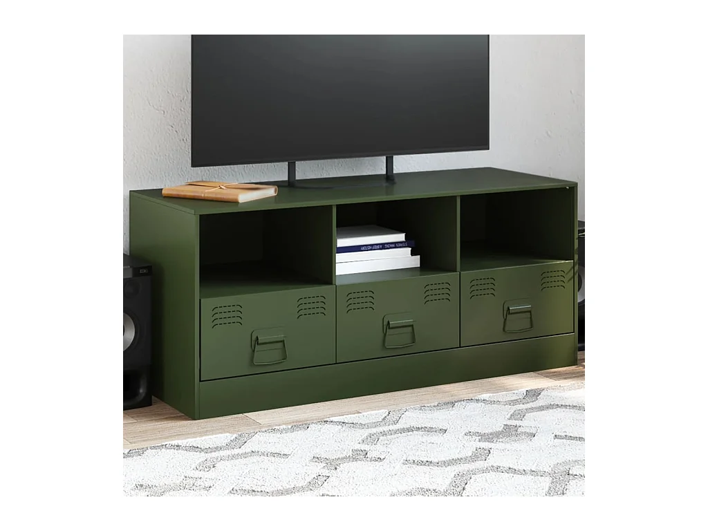 Dafina  Meuble TV vert olive 99x39x44 cm acier