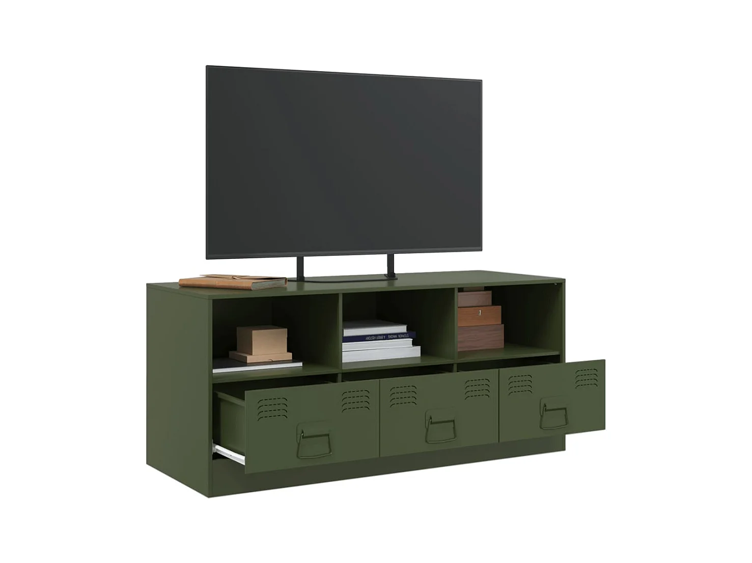 Dafina  Meuble TV vert olive 99x39x44 cm acier