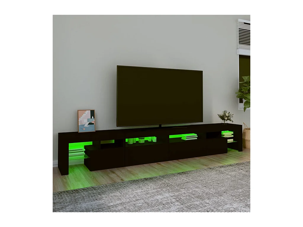 Tahlequah  Meuble TV avec lumières LED Noir 260x36,5x40 cm