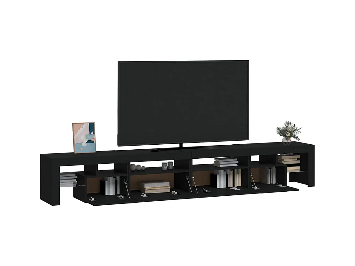 Tahlequah  Meuble TV avec lumières LED Noir 260x36,5x40 cm