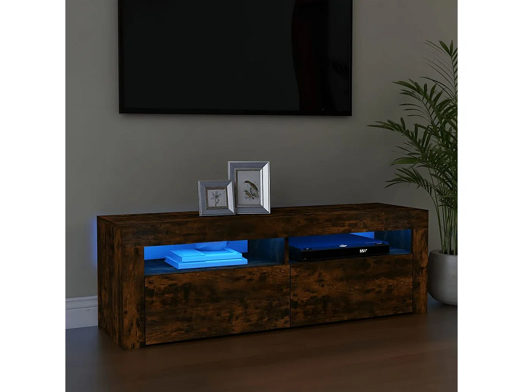 Afet  Meuble TV avec lumières LED Chêne fumé 120x35x40 cm
