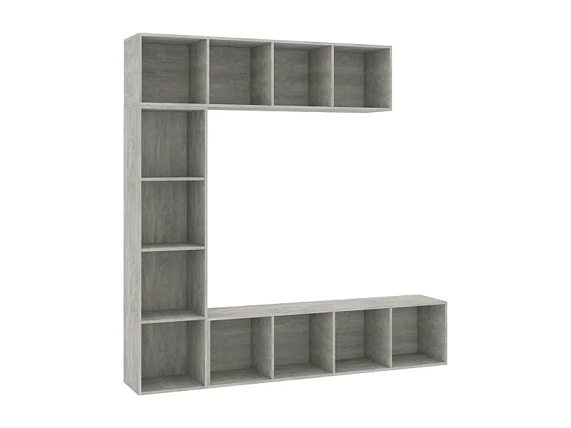 Elida  3-delige Boekenkast-/tv-meubelset 180x30x180 cm betongrijs