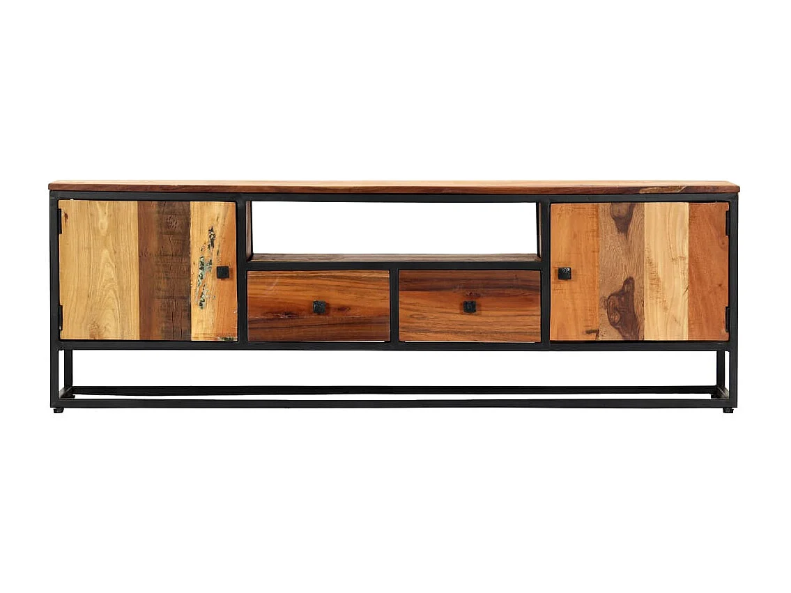 Garden Furniture -  Meuble TV 120 x 30 x 40 cm Bois de récupération massif et acier