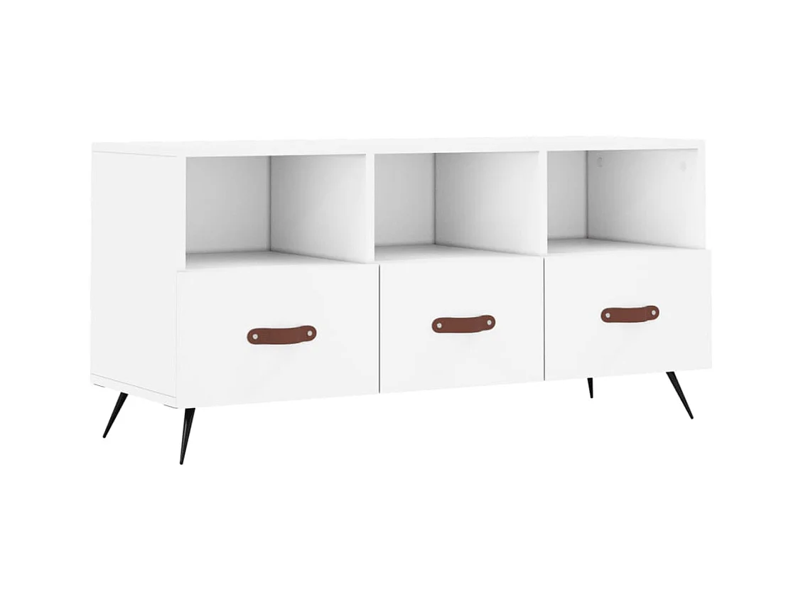 Qandrel  Meuble TV blanc 102x36x50 cm bois d'ingénierie