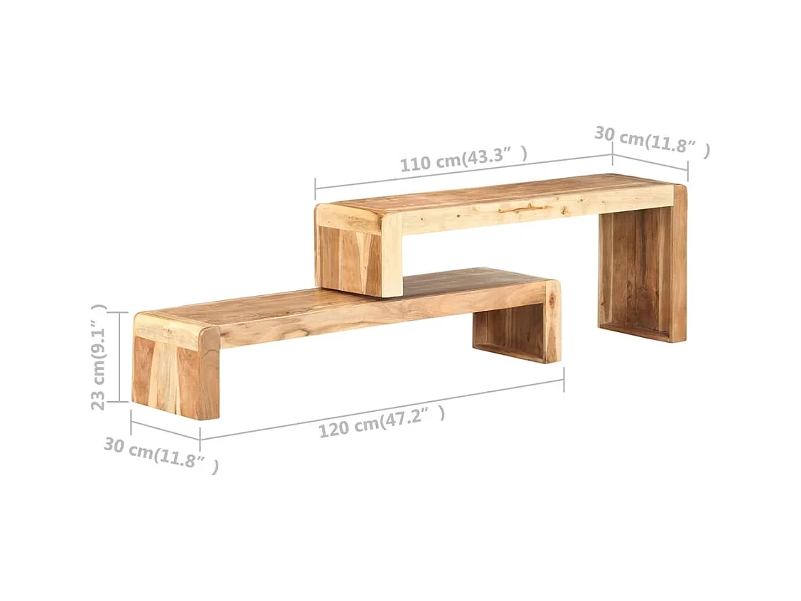 Garden Furniture -  Meubles TV 2 pcs Bois d'acacia massif