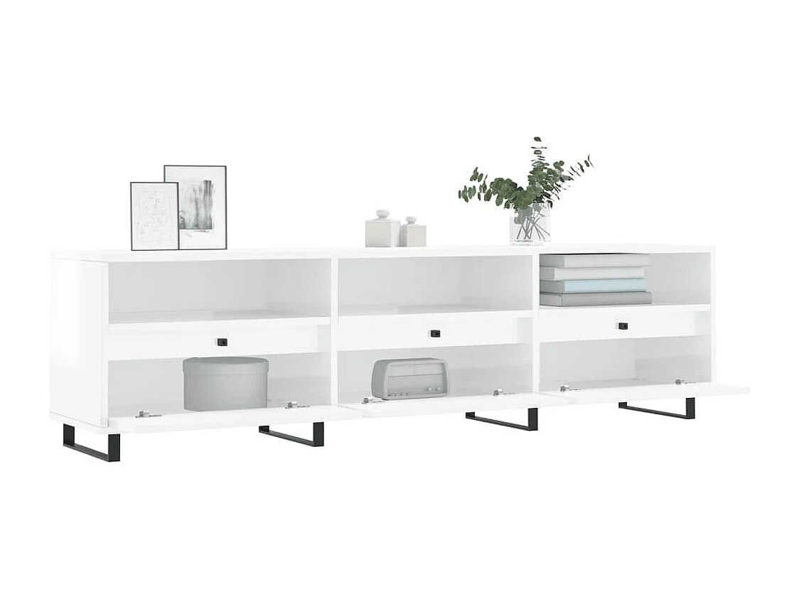 Hørning  Meuble TV blanc brillant 150x30x44,5 cm bois d'ingénierie