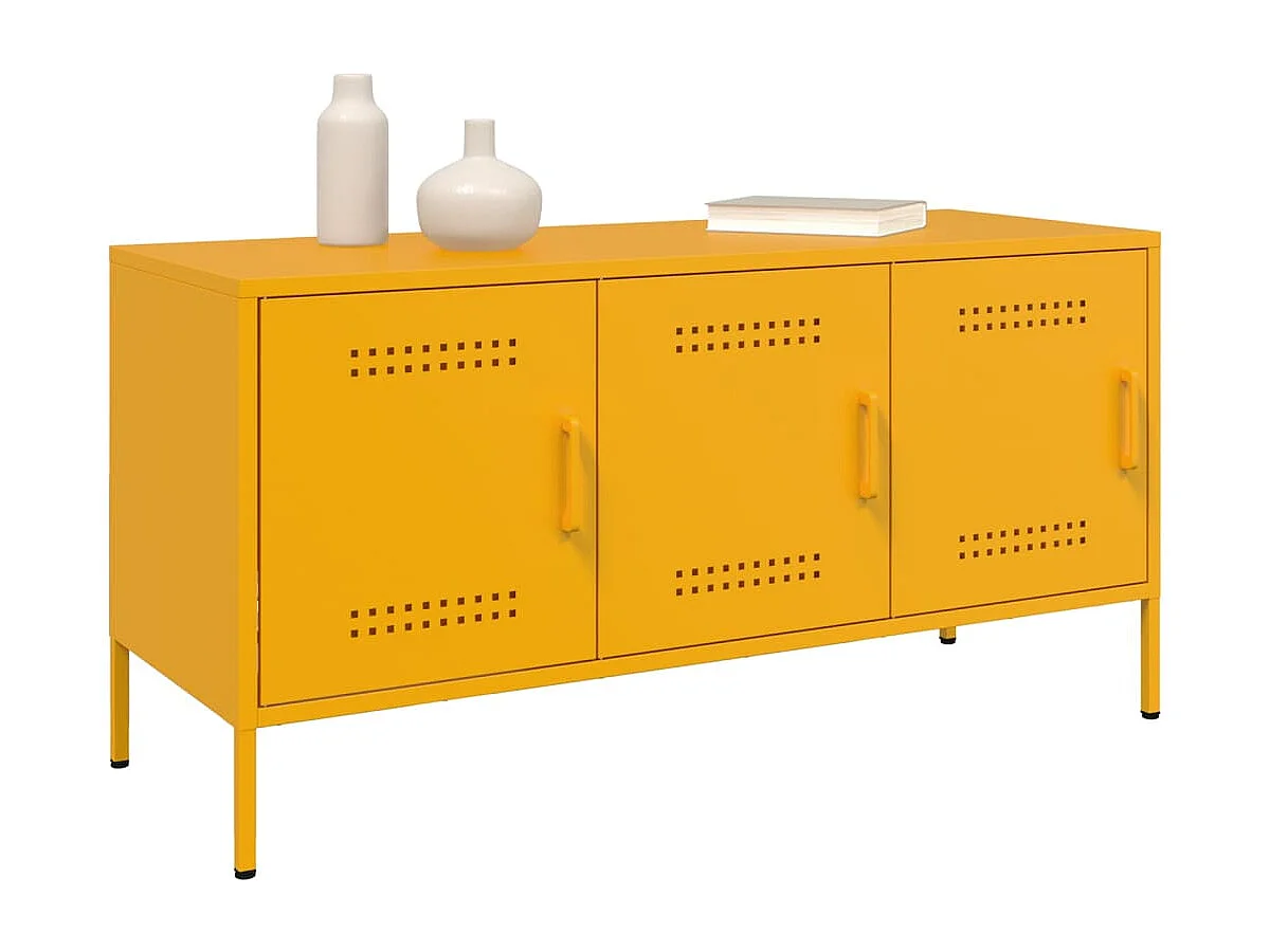 Yelda  Meuble TV jaune moutarde 100,5x39x50,5 cm acier