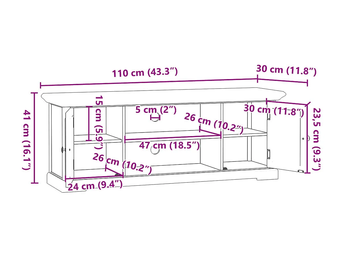 Garden Furniture -  Meuble TV blanc 110x30x41 cm bois d'ingénierie