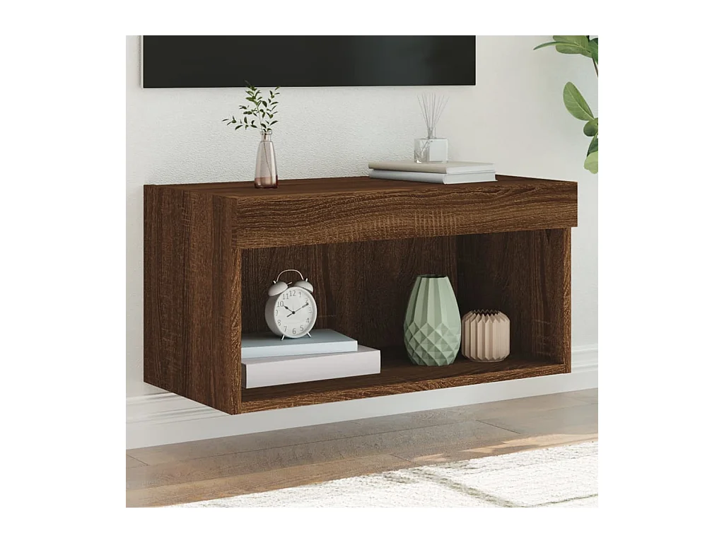 Mano  Meuble TV avec lumières LED chêne marron 60x30x30 cm