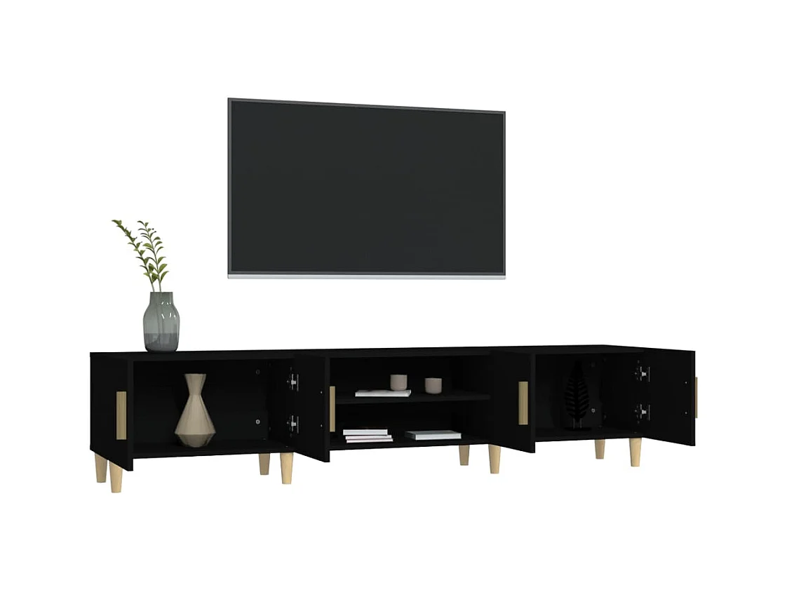 Ylenna  Mueble de TV madera contrachapada negro 180x31,5x40 cm