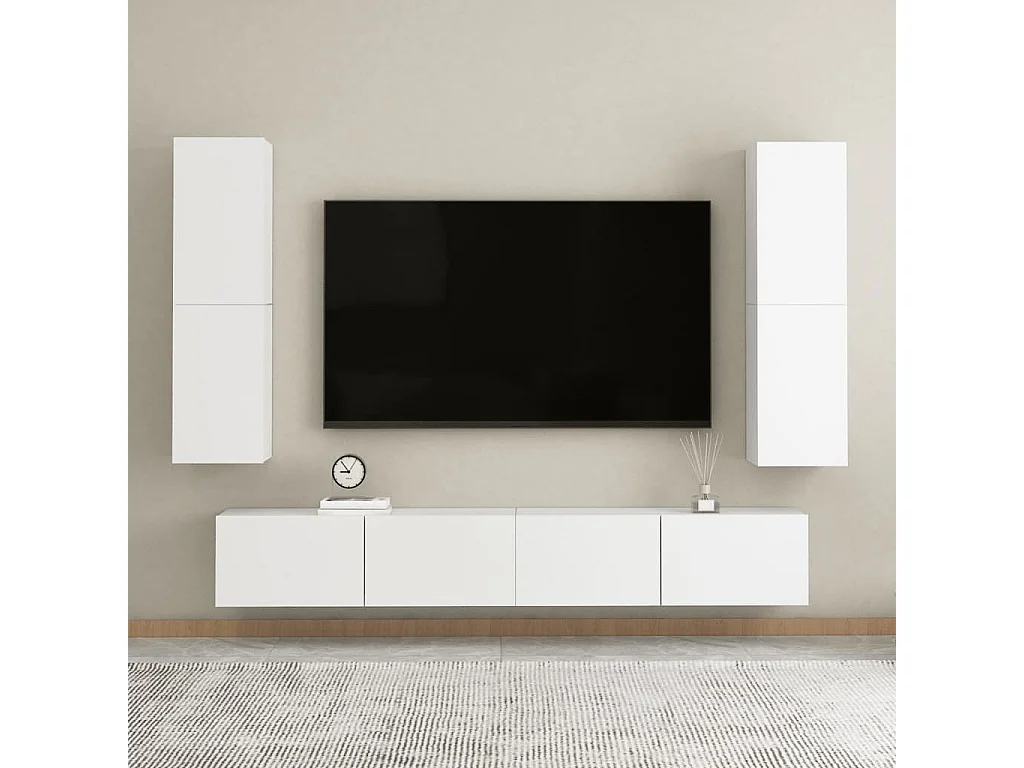 Hoeselt  Mueble para TV de madera contrachapada blanco 30,5x30x110 cm