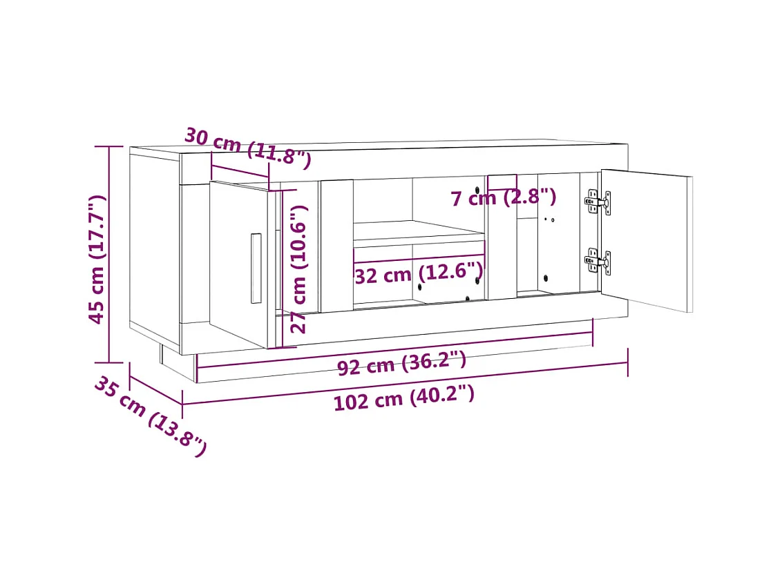 Stephen  Meuble TV blanc 102x35x45 cm bois d'ingénierie