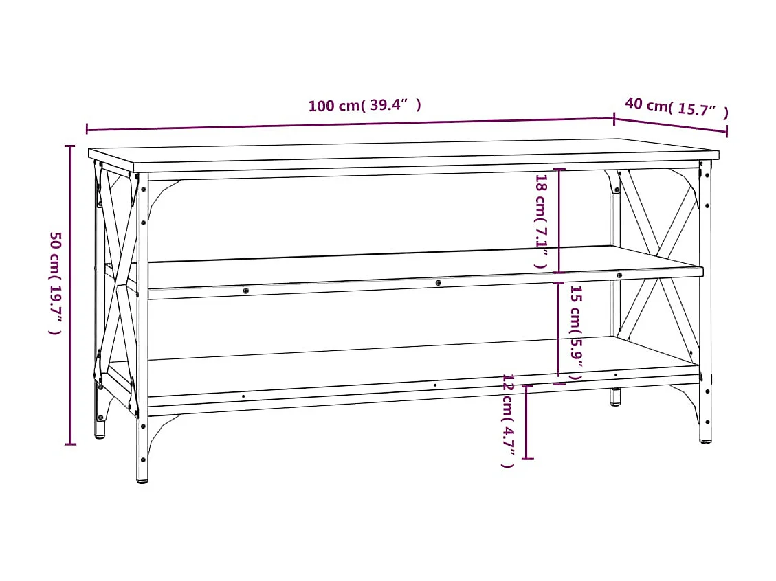 Othmane  Meuble TV Chêne fumé 100x40x50 cm Bois d'ingénierie