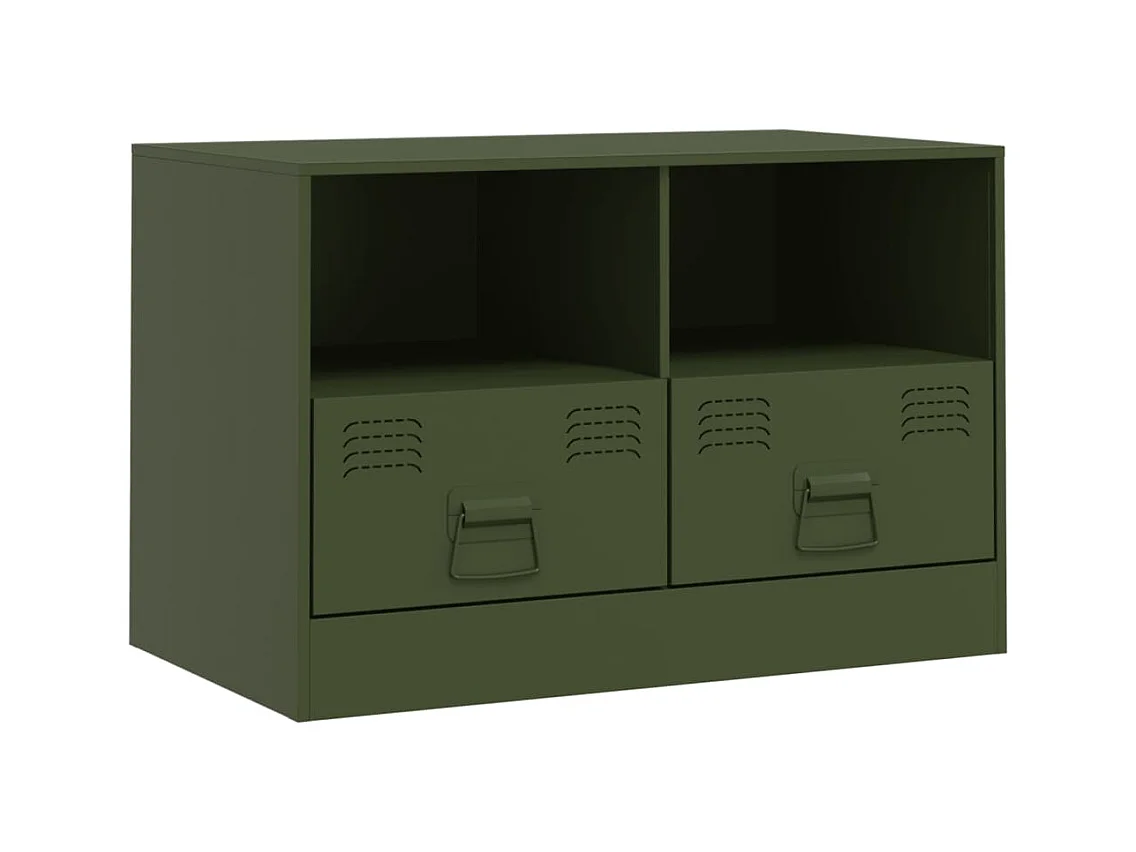 Amelie  Mueble para TV de acero verde oliva 67x39x44 cm