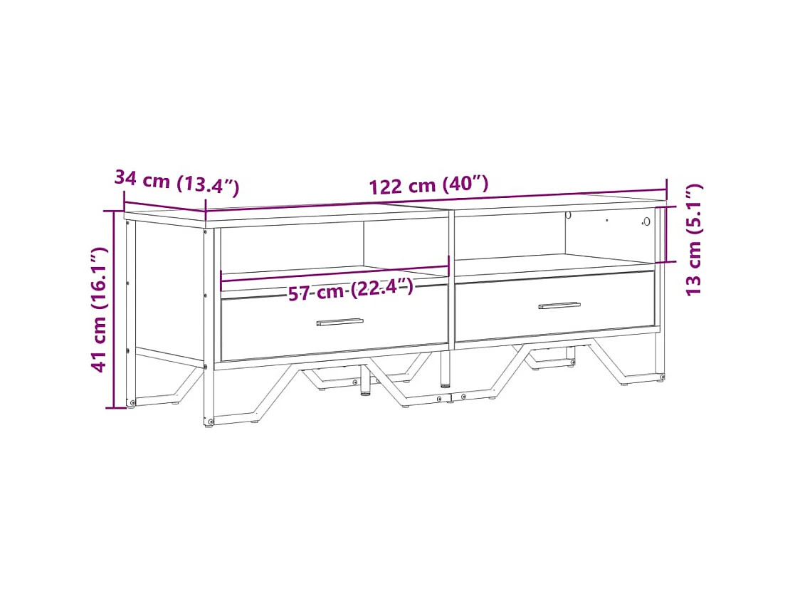 Henri-Jean  Meuble TV chêne marron 122x34x41 cm bois d'ingénierie