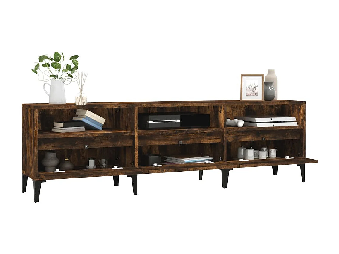 Simon-Pierre  Meuble TV chêne fumé 150x30x44,5 cm bois d'ingénierie