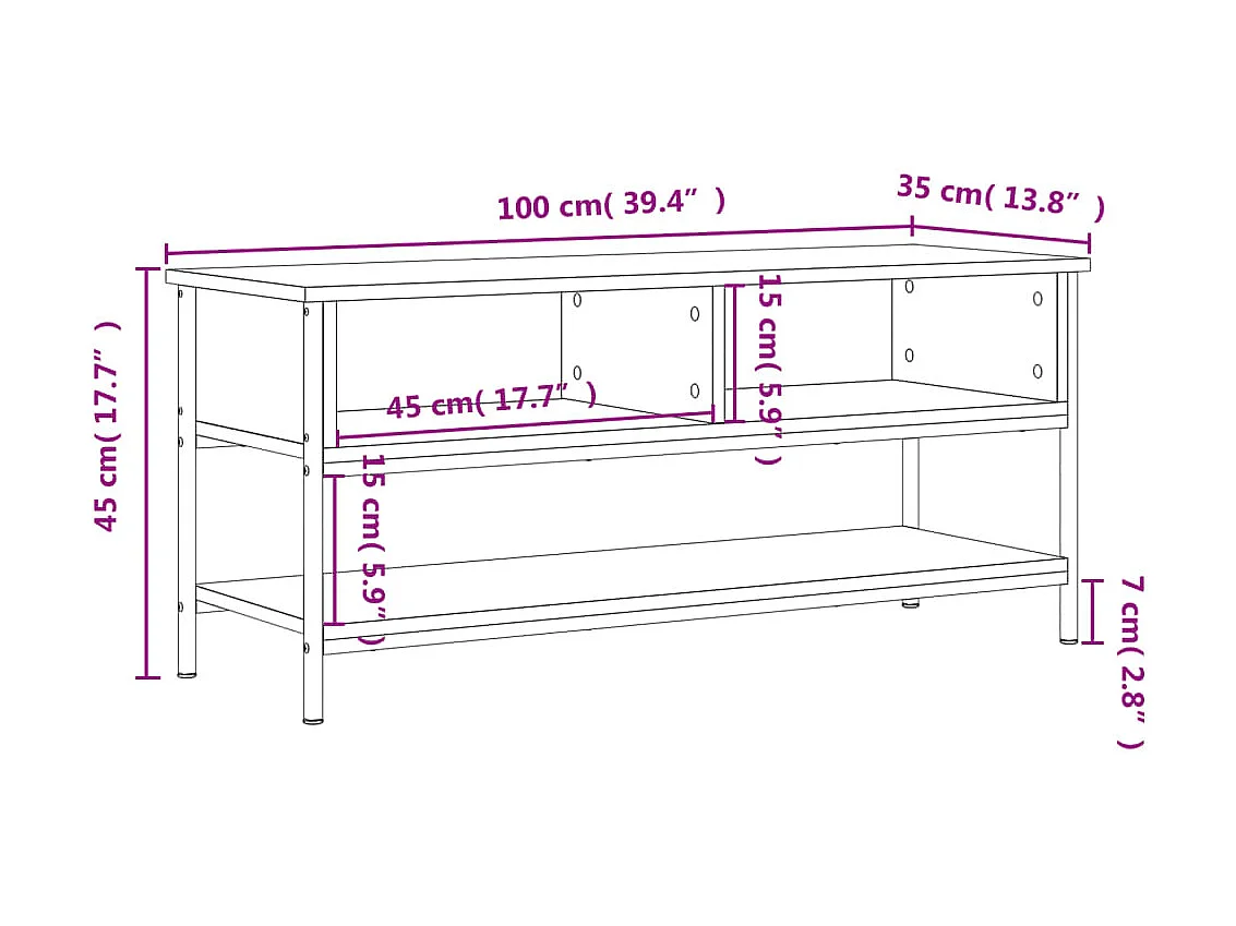 Thilda  Meuble TV Chêne Sonoma 100x35x45 cm Bois d'ingénierie