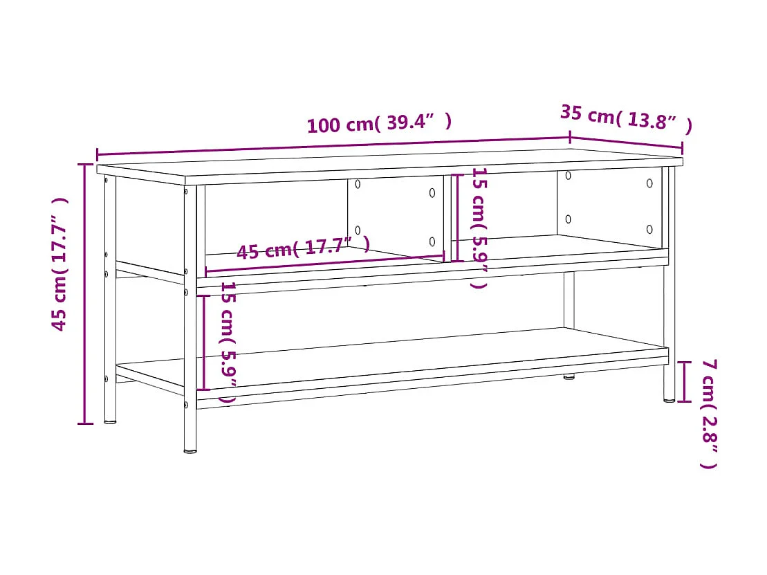 Thilda  Meuble TV Chêne Sonoma 100x35x45 cm Bois d'ingénierie