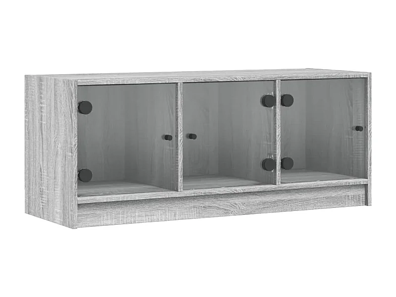 Ilgar  Meuble TV avec portes en verre sonoma gris 102x37x42 cm