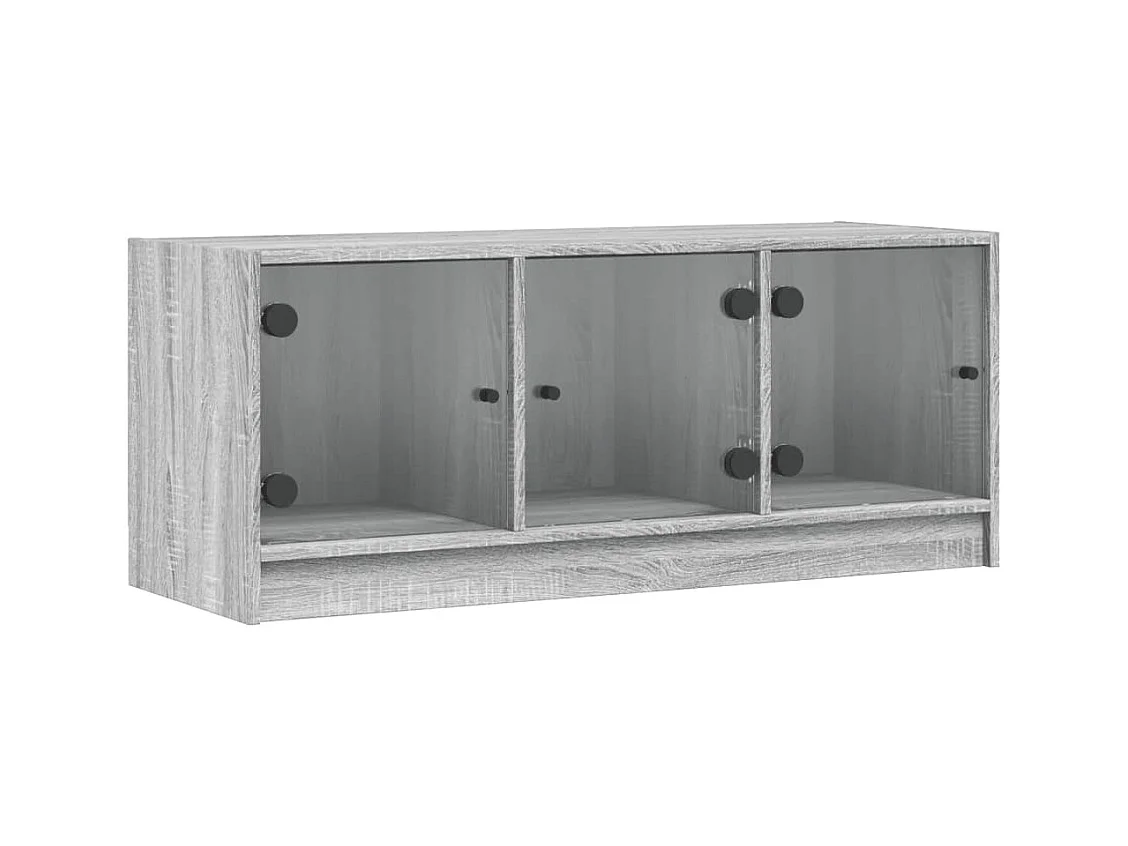 Ilgar  Meuble TV avec portes en verre sonoma gris 102x37x42 cm