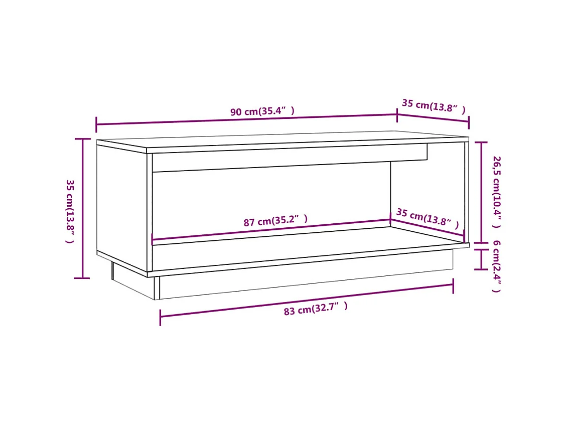 Lysira  Tv-meubel 90x35x35 cm massief grenenhout