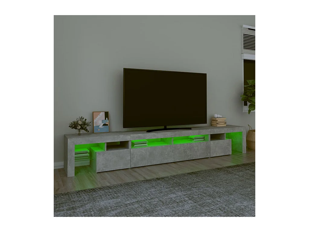 Tahlequah  Meuble TV avec lumières LED Gris béton 260x36,5x40 cm