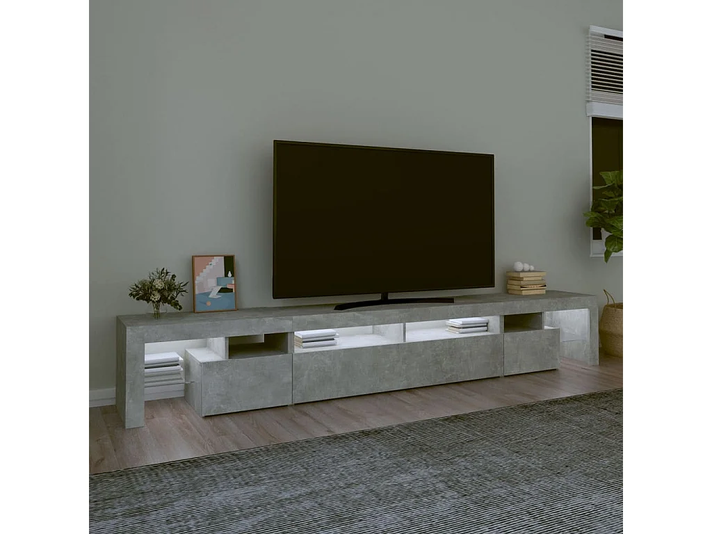 Tahlequah  Tv-meubel met LED-verlichting 260x36,5x40 cm betongrijs