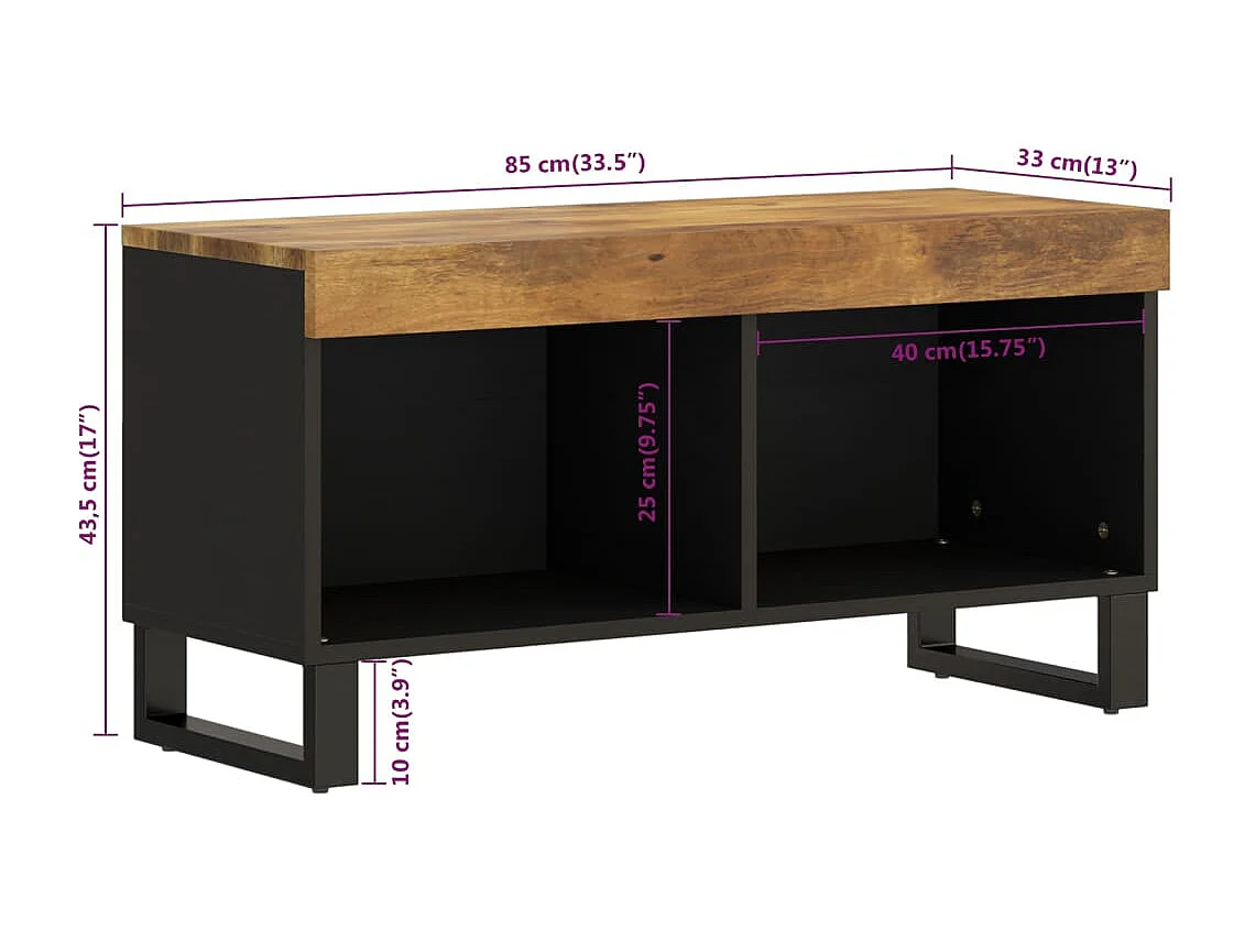 Wyder  Meuble TV 85x33x43,5 cm bois massif de manguier