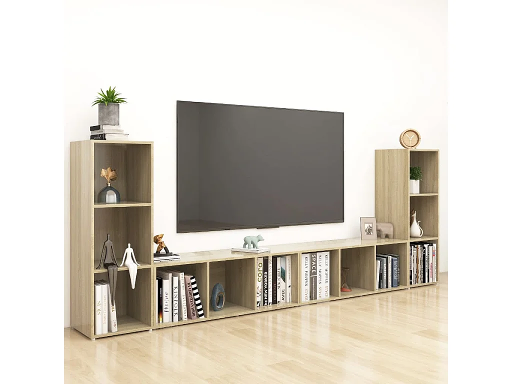 Garden Furniture -  Meubles TV 4 pcs Chêne sonoma 107x35x37 cm Bois d'ingénierie