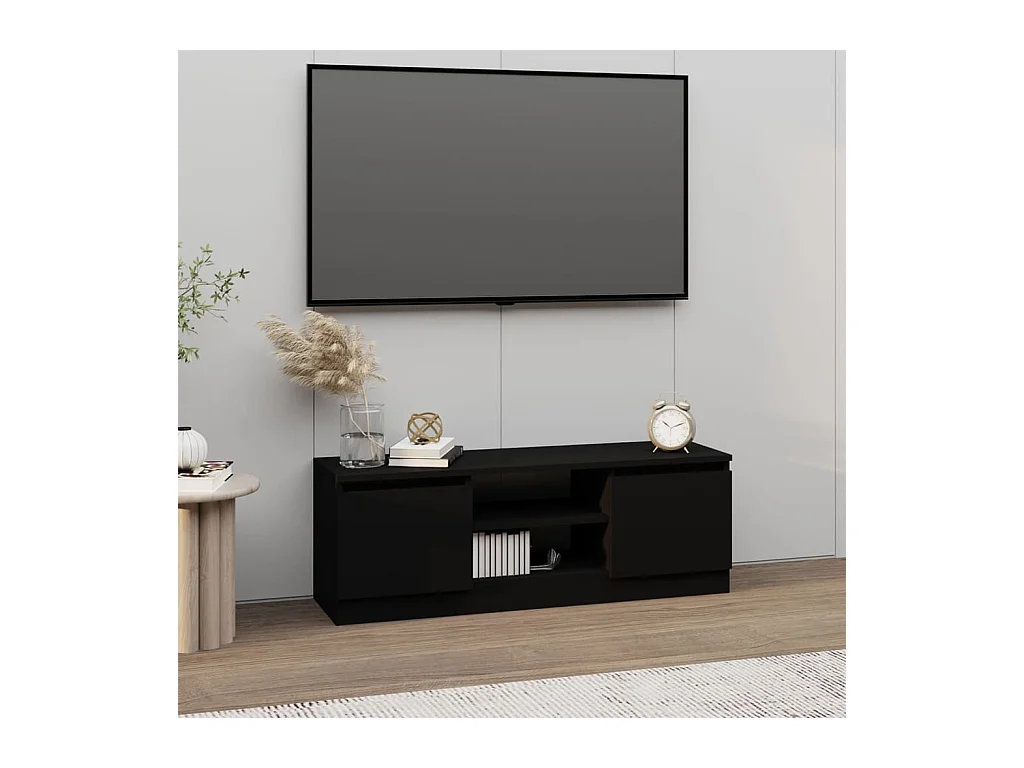 Eugene  Mueble de TV con puerta negro 102x30x36 cm