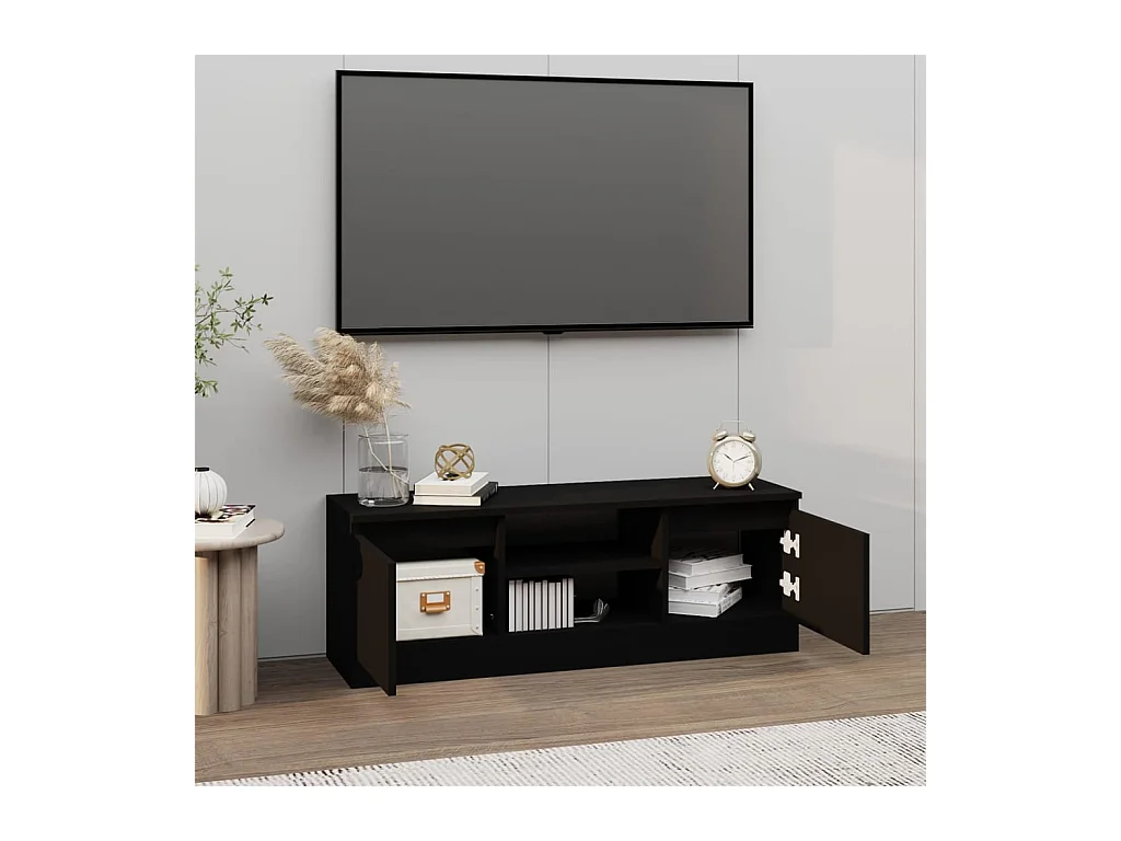 Eugene  Mueble de TV con puerta negro 102x30x36 cm