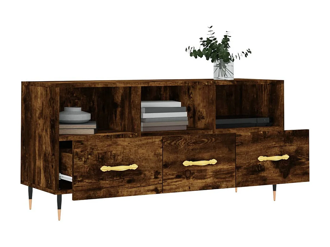 Ravy  Meuble TV chêne fumé 102x36x50 cm bois d'ingénierie