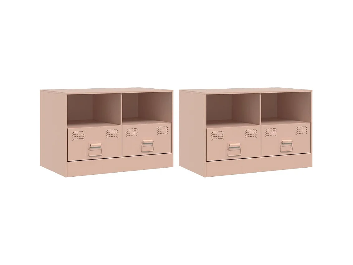 Amelie  Meubles TV 2 pcs rose 67x39x44 cm acier