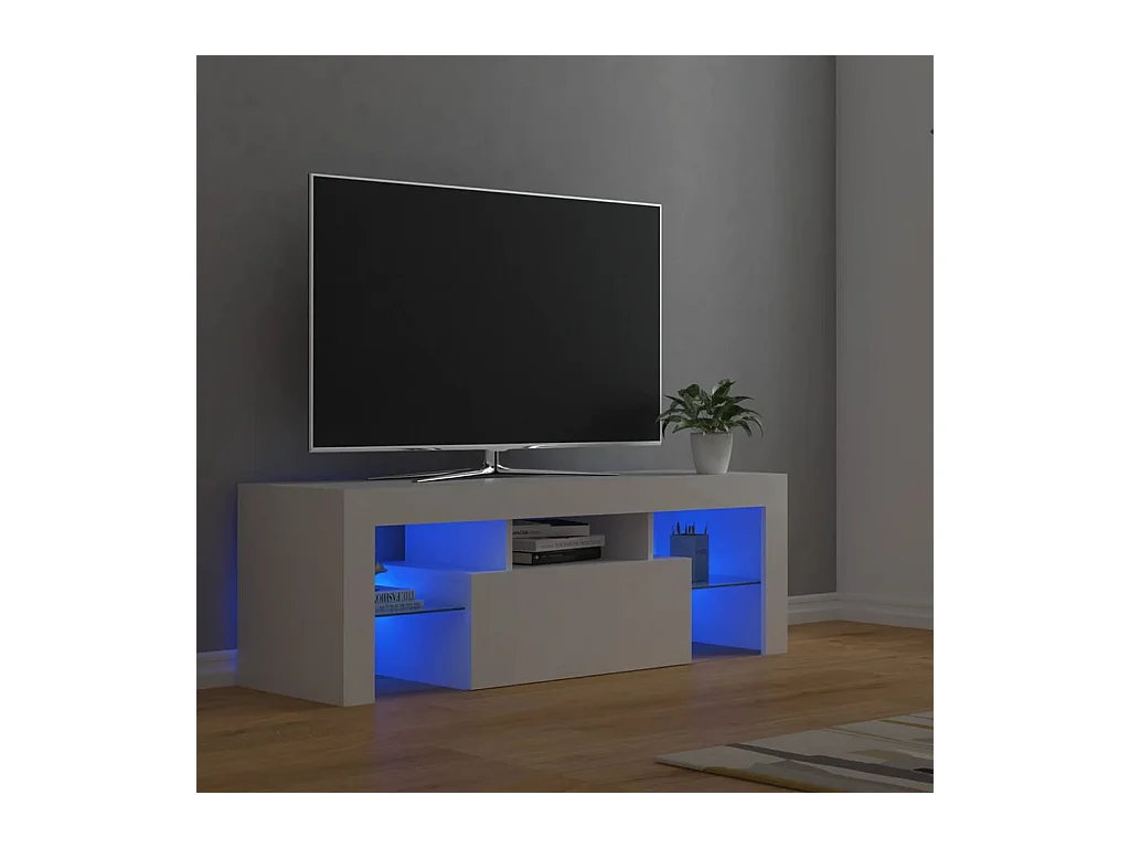 Aiden  Meuble TV avec lumières LED Blanc 120x35x40 cm