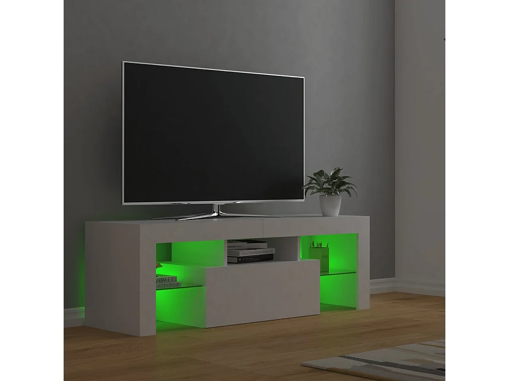 Aiden  Meuble TV avec lumières LED Blanc 120x35x40 cm