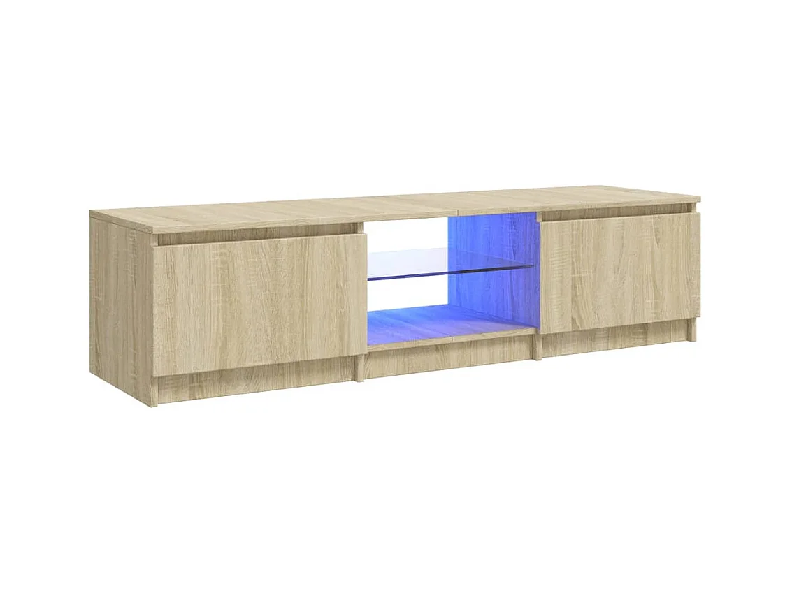 Vasil  Meuble TV avec lumières LED chêne sonoma 140x40x36 cm
