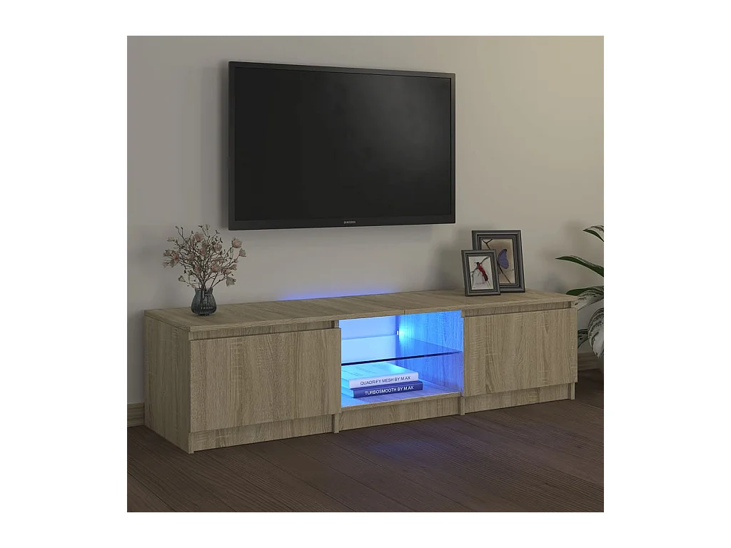 Vasil  Meuble TV avec lumières LED chêne sonoma 140x40x36 cm