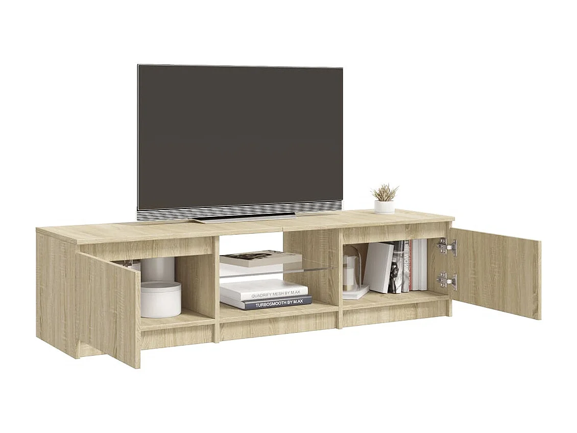 Vasil  Meuble TV avec lumières LED chêne sonoma 140x40x36 cm