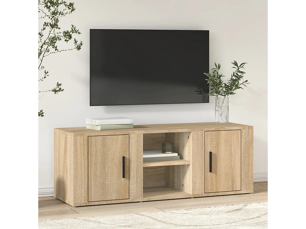 Hidran  Meuble TV Chêne sonoma 100x31,5x35 cm Bois d'ingénierie