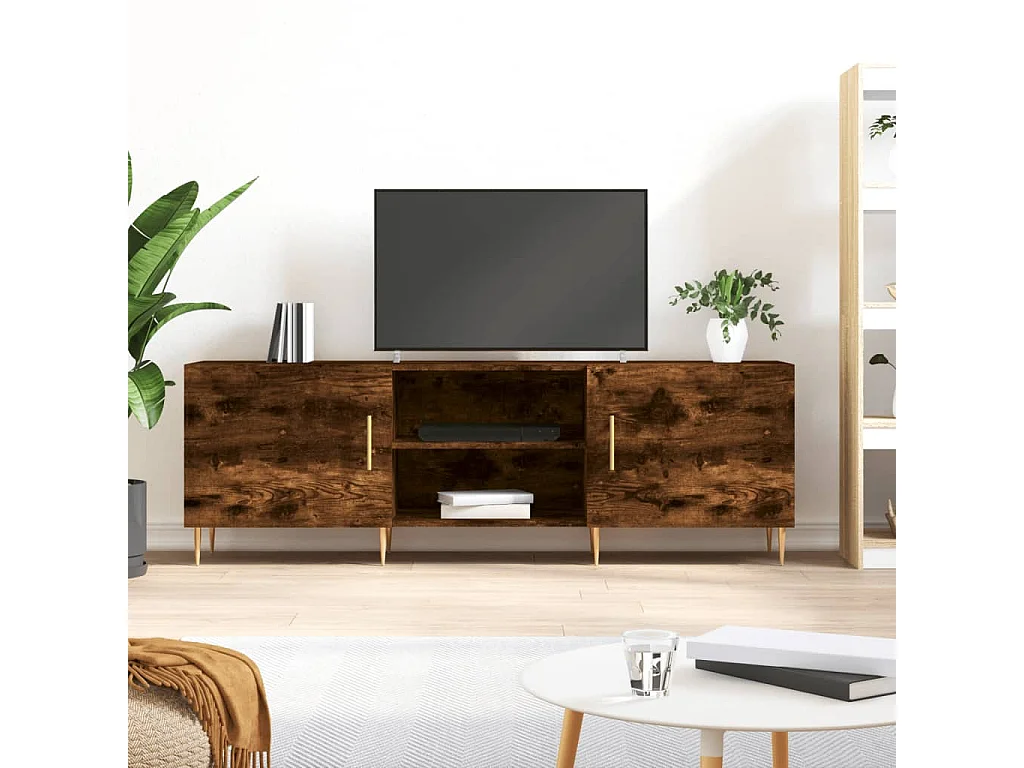 Hermanni  Mueble de TV madera de ingeniería roble ahumado 150x30x50 cm
