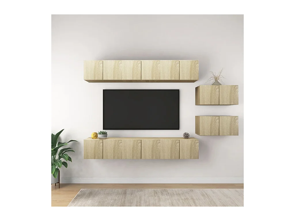 Clara  Meubles TV 8 pcs Chêne sonoma Bois d'ingénierie