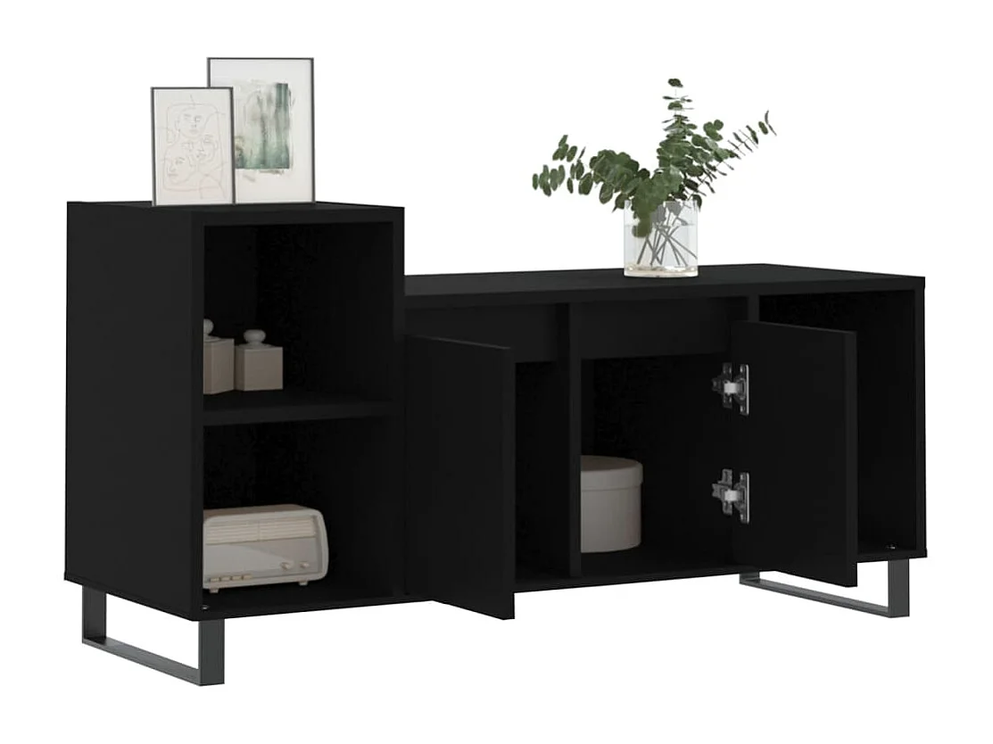 Pelkosenniemi  Mueble para TV madera contrachapada negro 100x35x55 cm