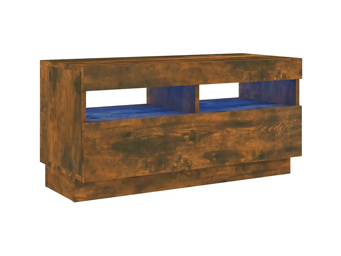 Roelant  Meuble TV avec lumières LED chêne fumé 80x35x40 cm