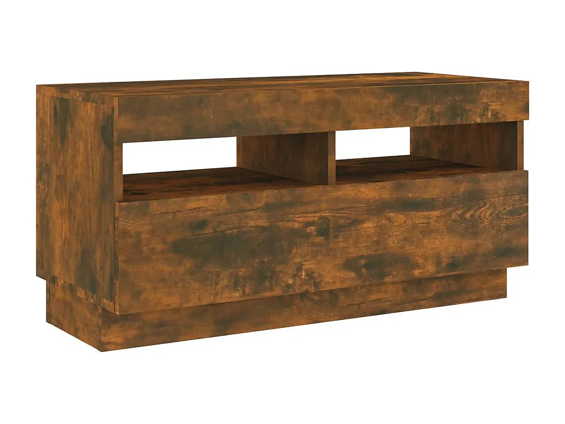 Roelant  Meuble TV avec lumières LED chêne fumé 80x35x40 cm