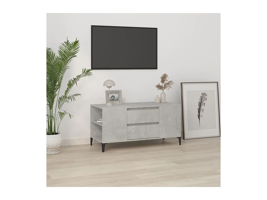 Hermiston  Meuble TV Gris béton 102x44,5x50 cm Bois d'ingénierie