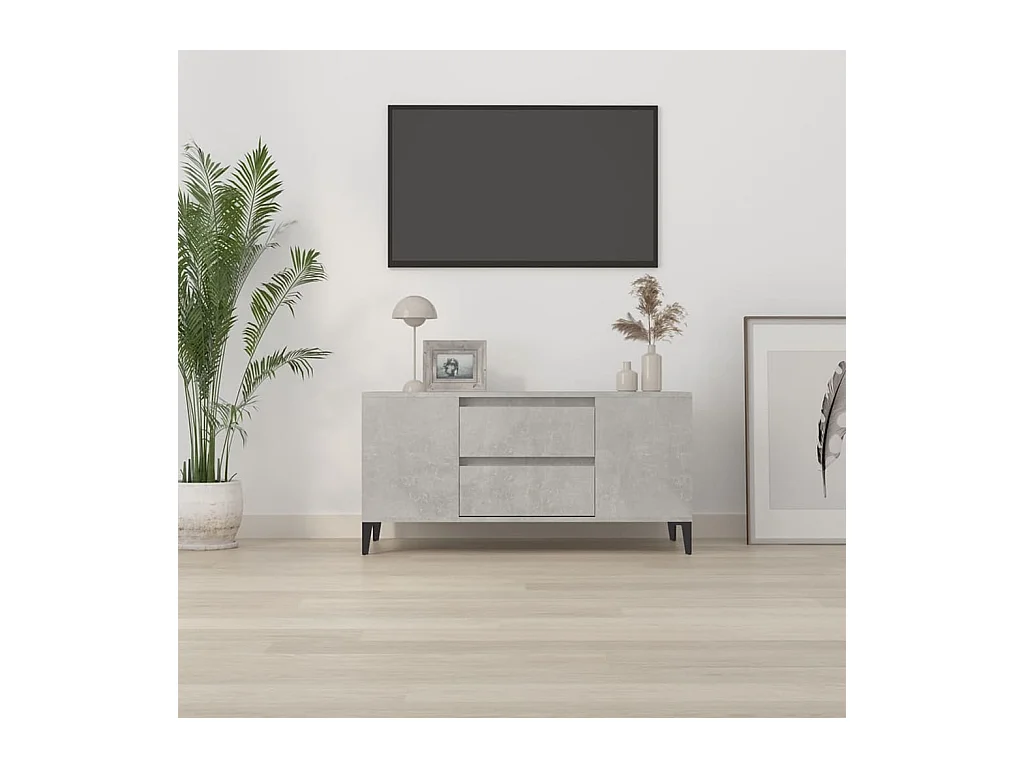 Hermiston  Meuble TV Gris béton 102x44,5x50 cm Bois d'ingénierie