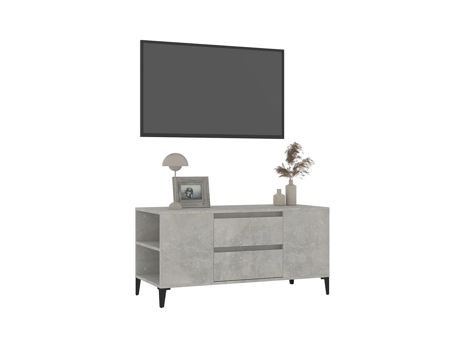 Hermiston  Meuble TV Gris béton 102x44,5x50 cm Bois d'ingénierie