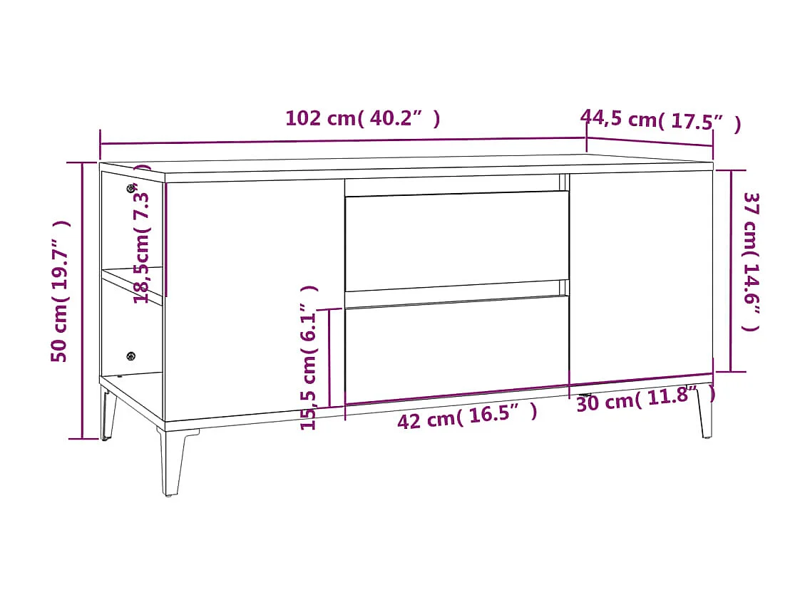 Hermiston  Mueble de TV madera contrachapada gris hormigón 102x44,5x50 cm