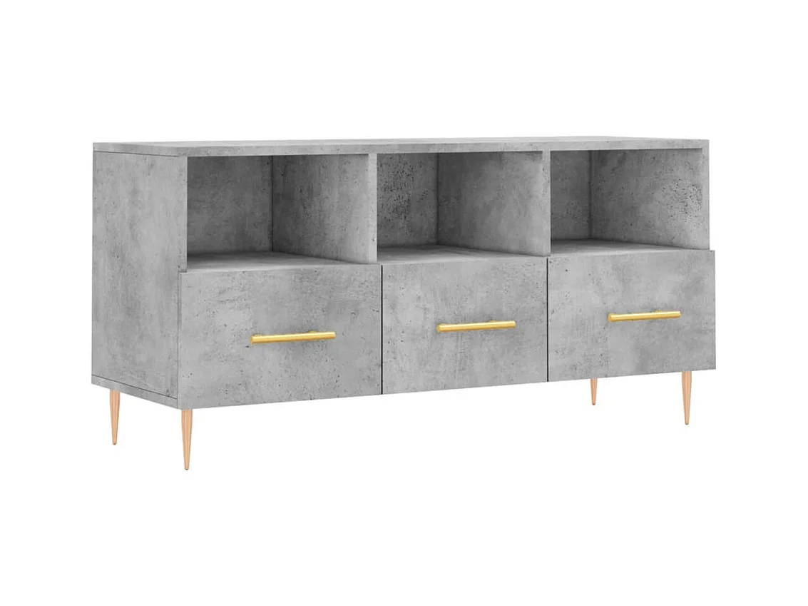 Bishopstown  Meuble TV gris béton 102x36x50 cm bois d'ingénierie